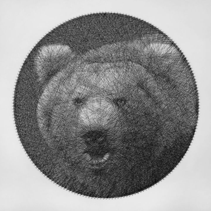 Pintura intitulada "Bear Sring Art" por Andrey Saharov, Obras de arte originais, String Art