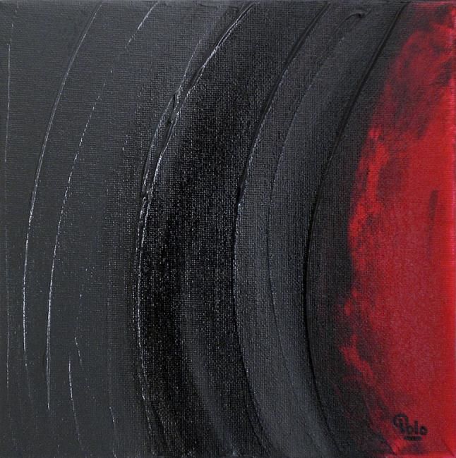 Peinture intitulée "Gris, Noir sur Rouge" par Polo, Œuvre d'art originale