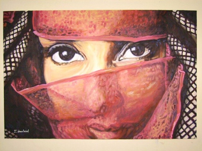 Pittura intitolato "yeux d'une femme a…" da Brahim Idmouhmad, Opera d'arte originale