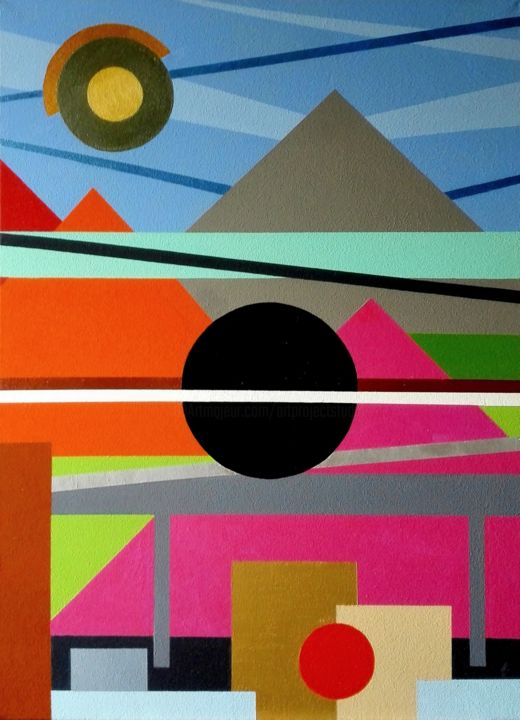 Pittura intitolato "Futuristic city" da Anart, Opera d'arte originale, Acrilico