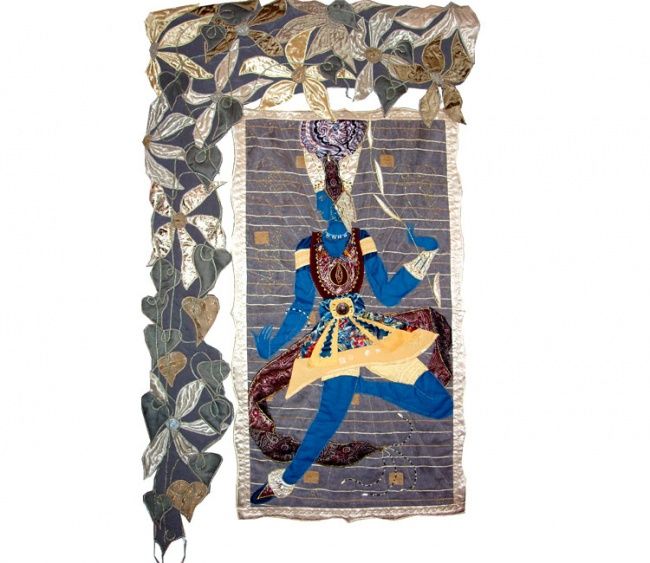 Arte textil titulada "“The Blue God”" por Irina Fomina, Obra de arte original