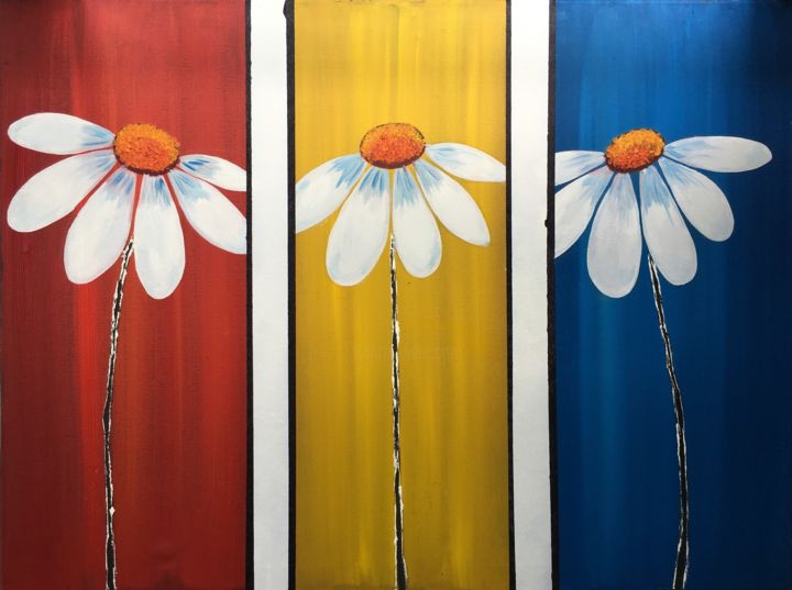 Painting titled "BRIGHT SUNFLOWERS O…" by Artrayal, Original Art,