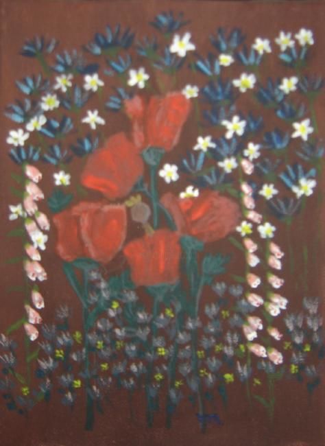 Schilderij getiteld "flower 2" door Rita Boulpaep, Origineel Kunstwerk