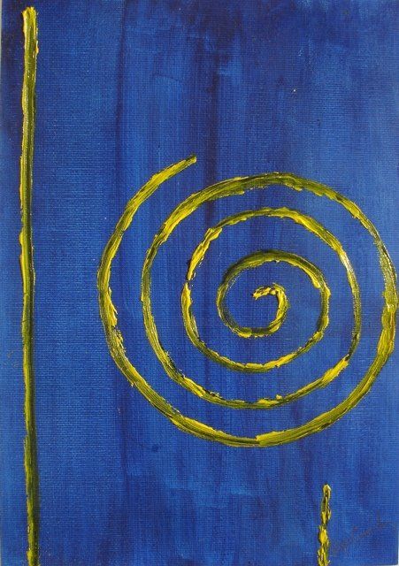 Painting titled "Curlicue yellow" by Artroger, Original Artwork