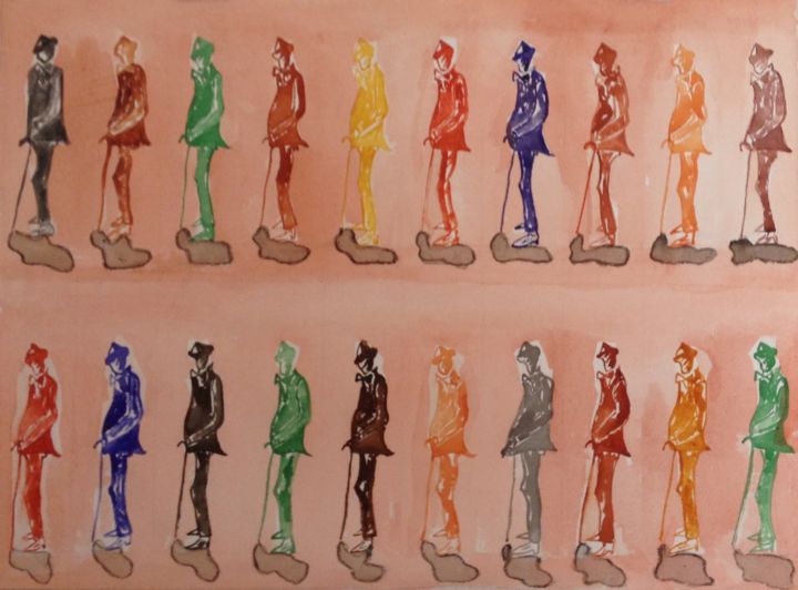 Painting titled "James Joyce the Plu…" by Artroger, Original Art, Watercolor Mounted on Cardboard