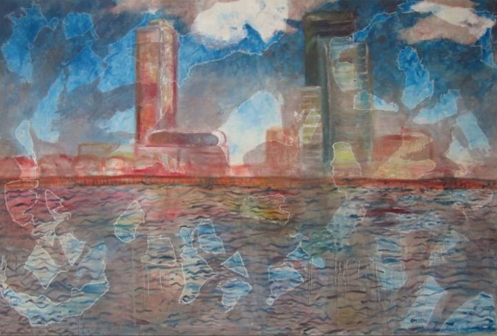 Painting titled "Rotterdam hacia la…" by Fine Arts Eneri, Original Artwork, Acrylic