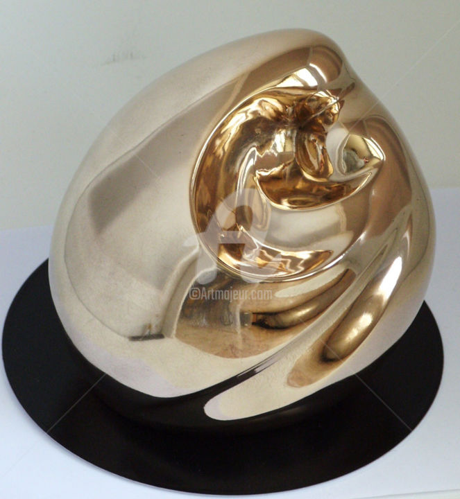 Sculpture titled "AMOUR- BRONZE POLI…" by Denis Queyerats, Original Artwork, Metals