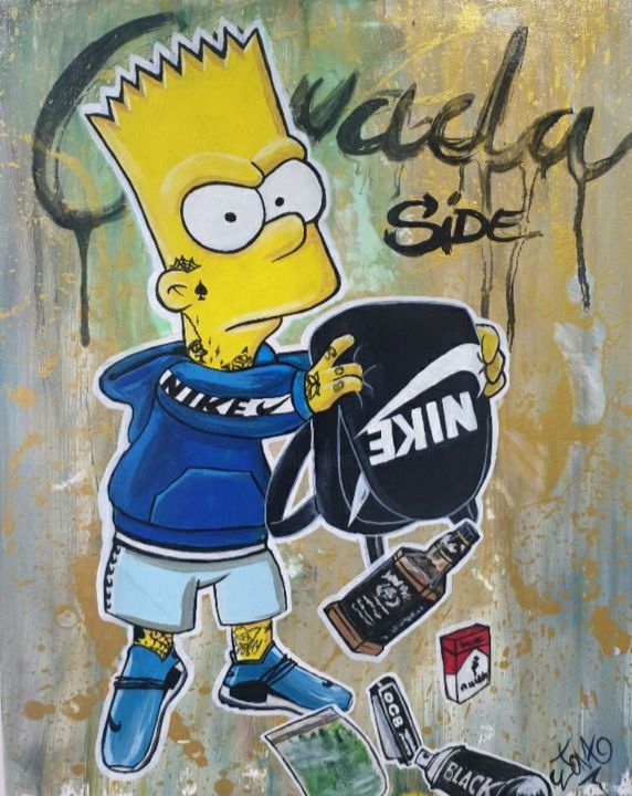 Painting titled "Bart gang" by Jonathan Touffette (Jona.prod), Original Artwork, Acrylic