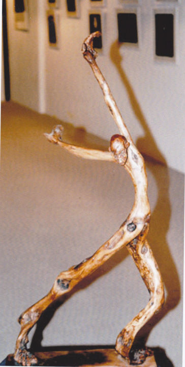 Sculpture titled "La Danse du feu" by Christian Comte, Original Artwork, Wood