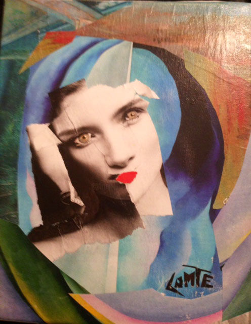 Collagen mit dem Titel "Marie" von Christian Comte, Original-Kunstwerk, Collagen