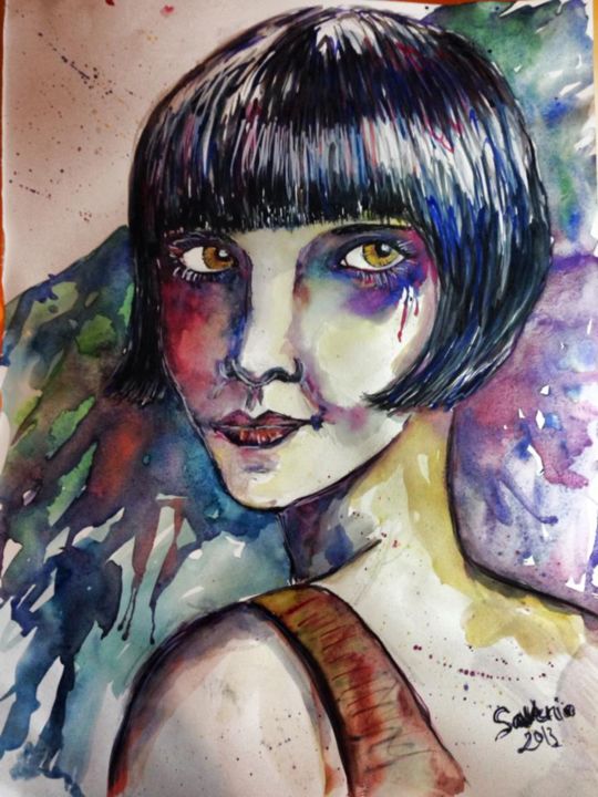 Painting titled "Louise Brooks" by Saverio Comiotto, Original Artwork