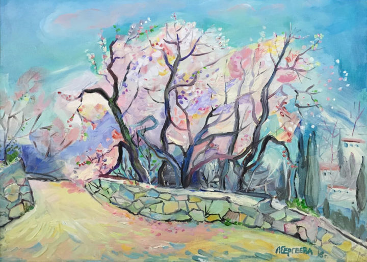 Картина под названием "Цветущий Дарсан" - Larisa Sergeeva, Подлинное произведение искусства, Масло Установлен на Деревянная…