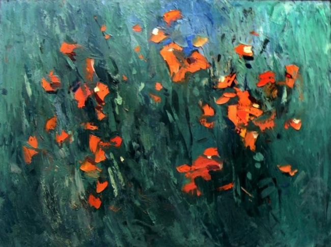 Картина под названием "Красная Ночь" - Sevada Sargsyan, Подлинное произведение искусства, Масло