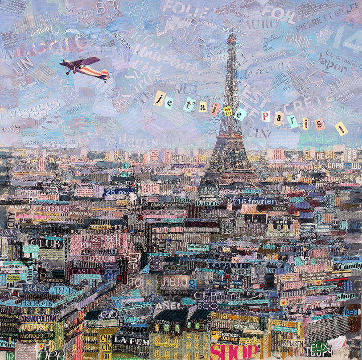 Painting titled "Je t'aime, Paris" by Andrey Shatilov, Original Artwork, Acrylic