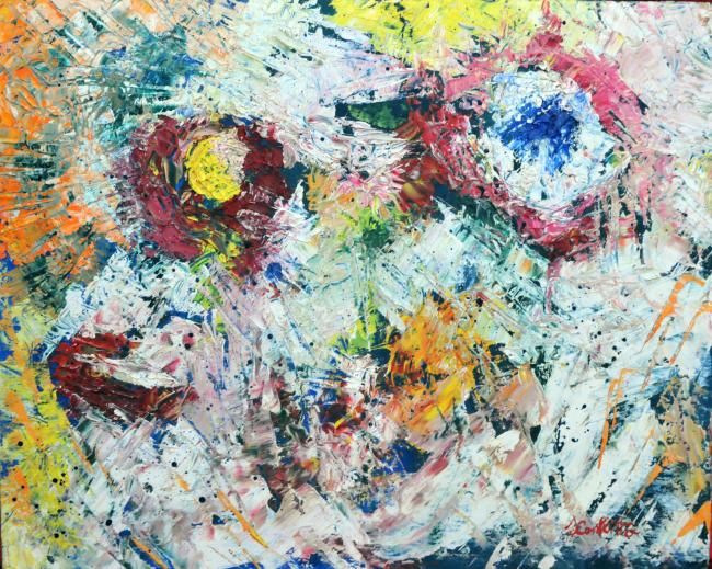 Painting titled "Fiori a olio" by Silvia Conflitto, Original Artwork