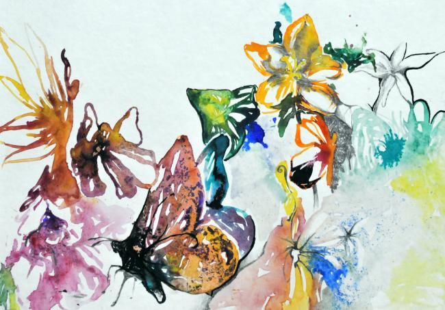 Pittura intitolato "Fate e farfalle" da Silvia Conflitto, Opera d'arte originale