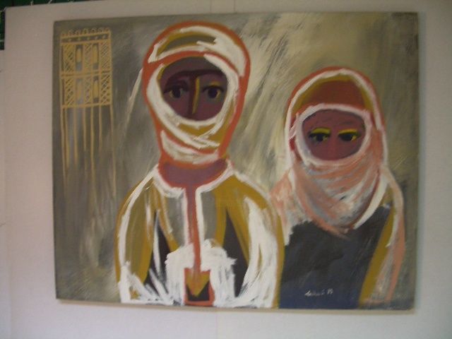 Peinture intitulée "bedouins tunisien" par Abdellaziz Ladhari, Œuvre d'art originale