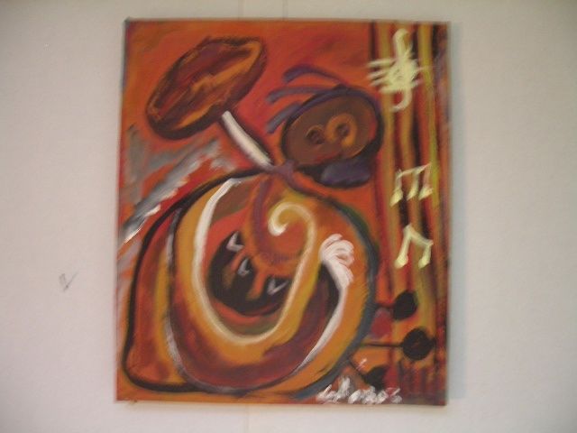 Peinture intitulée "le musicien" par Abdellaziz Ladhari, Œuvre d'art originale