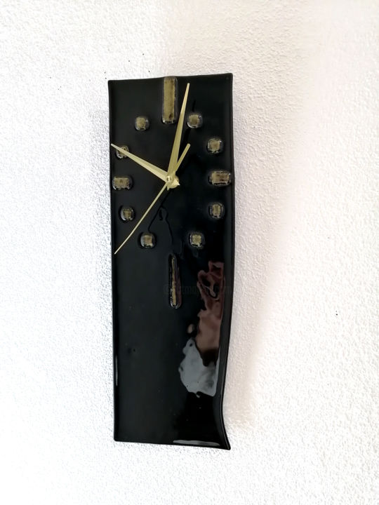 Design titled "Clock Black Cat" by Anna Smilyanskaya, Original Artwork, Accessories