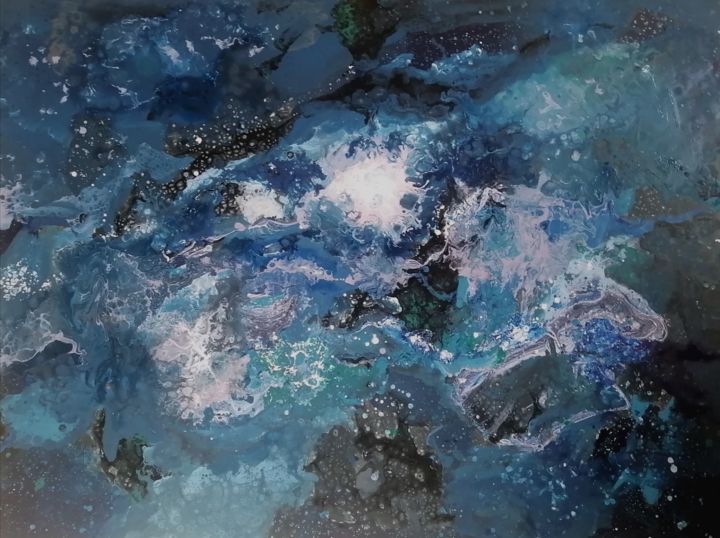 Картина под названием "Galaxy acrylic art" - Anna Smilyanskaya, Подлинное произведение искусства, Акрил