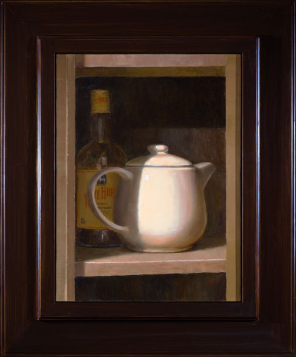 Painting titled "Some Drinks" by Artsmileball, Original Artwork, Oil Mounted on Wood Stretcher frame