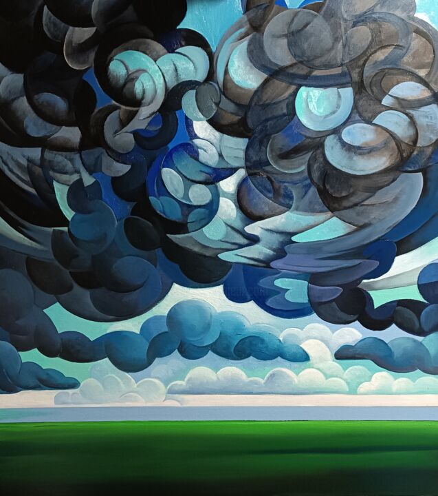Картина под названием "Gloomy day (90x80cm…" - Artsrun Asatryan, Подлинное произведение искусства, Масло Установлен на Дерев…