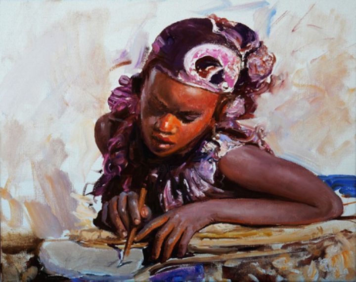 Malerei mit dem Titel "Africa1" von Sefedin Stafa, Original-Kunstwerk, Öl