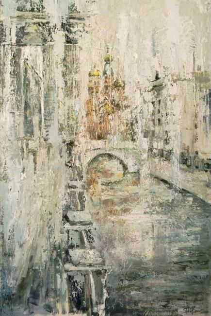 Туманный Петербург - Painting, 60x90 cm ©2012 by Яна -