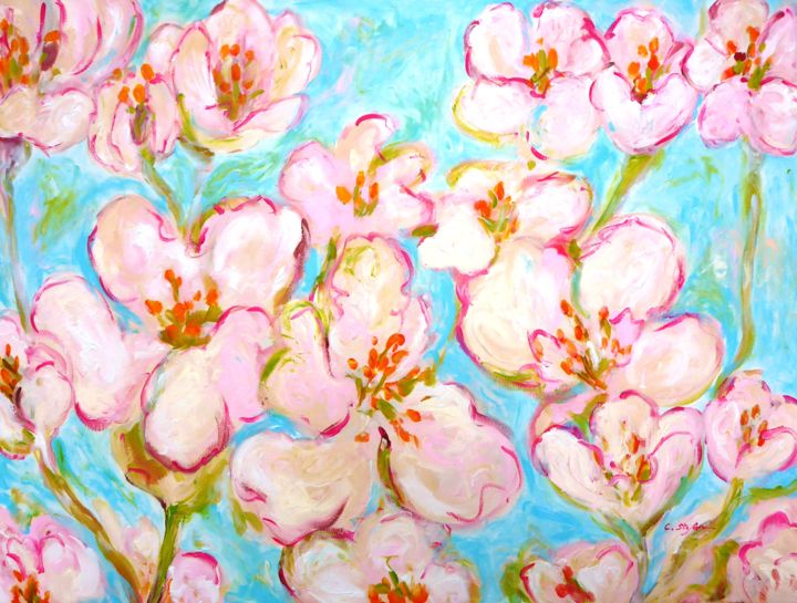 Painting titled "Cerisier en fleurs…" by Artstudio29, Original Artwork