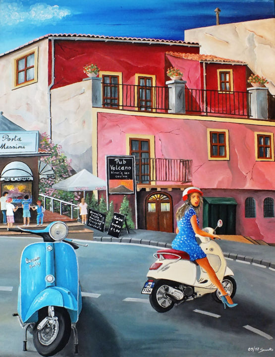 Painting titled "Vespa" by Thomas Suske, Original Artwork, Acrylic