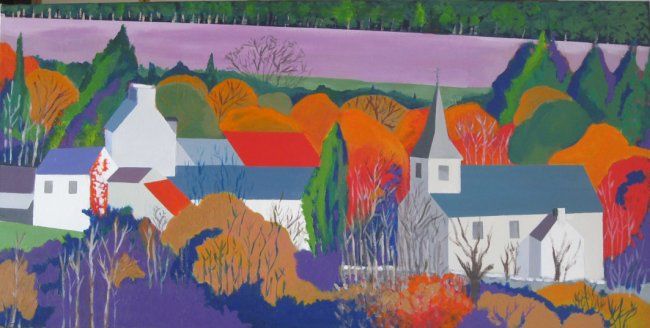 Printmaking titled "Vue of the village…" by Tsvi Nadav Rosler, Original Artwork