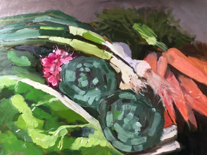 Peinture intitulée "legumes Perrochon" par Sylvie Loisy, Œuvre d'art originale, Huile