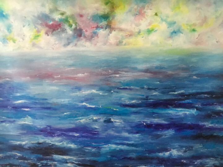 Painting titled "Ocean 2021" by Tanya Galstian, Original Artwork, Oil
