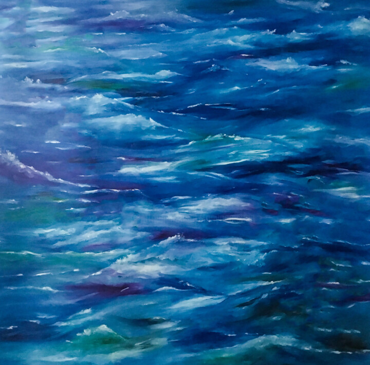 Painting titled "Abstrakt Ocean 1" by Tanya Galstian, Original Artwork, Oil