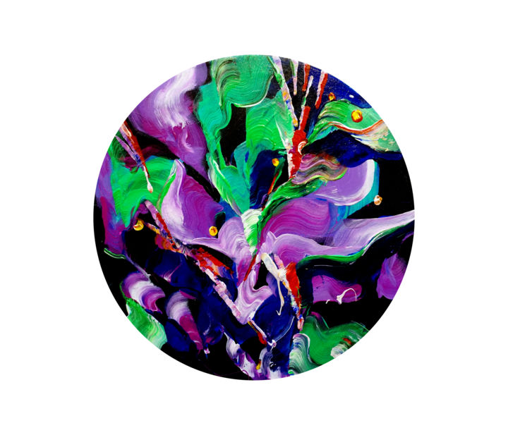 Painting titled "Japanese iris" by Maksym Rybalko, Original Artwork, Acrylic