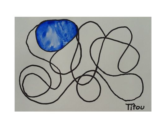 Peinture intitulée "GOUTTE_BLEUE" par Titou, Œuvre d'art originale