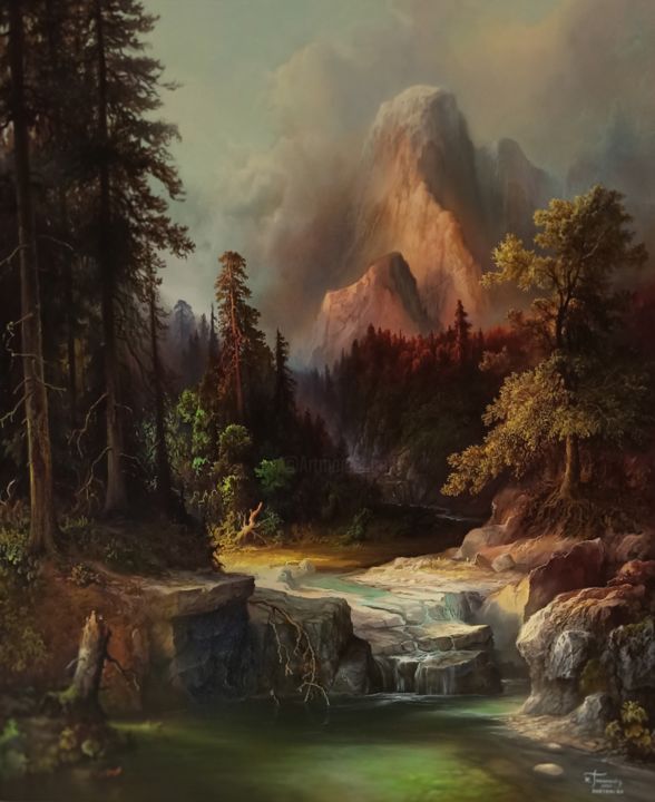 Ζωγραφική με τίτλο "A river in the wild…" από Konstantinos Tosounidis, Αυθεντικά έργα τέχνης, Λάδι