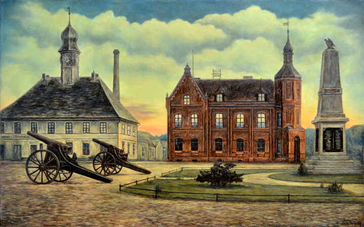 Pittura intitolato "Market Square of Da…" da Artur Dobrovolskii, Opera d'arte originale, Olio