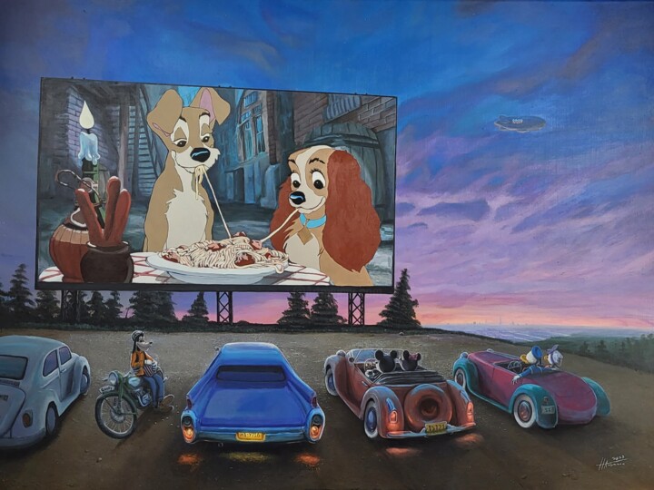 Painting titled ""Car Theater"" by Artur Hausmann, Original Artwork, Acrylic