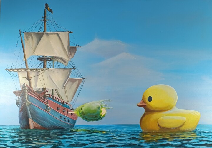 Painting titled "Pirates & Duck" by Artur Hausmann, Original Artwork, Acrylic