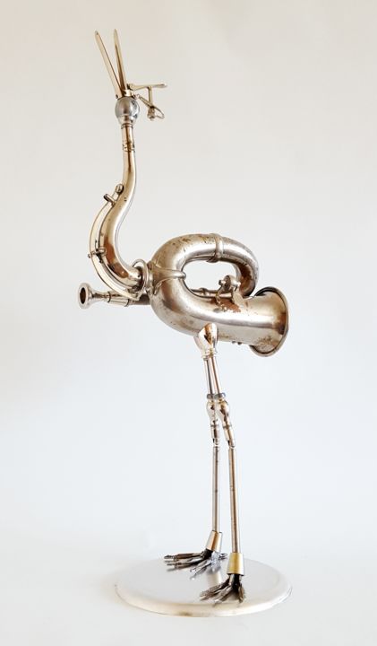 Sculpture titled "Crane" by Artūras Tamašauskas, Original Artwork, Metals