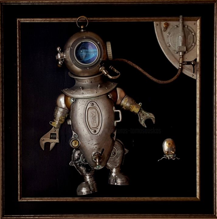 Sculpture titled "Diver" by Artūras Tamašauskas, Original Art, Collages