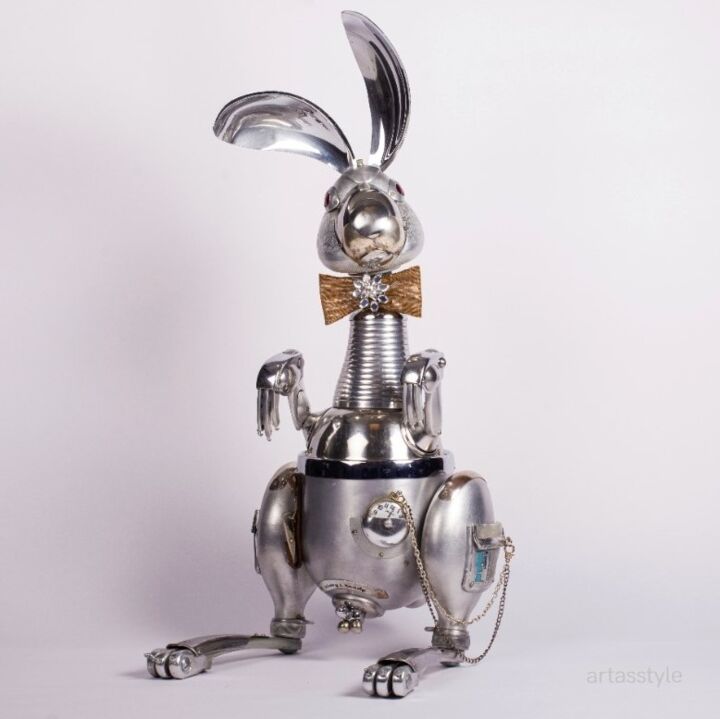 Skulptur mit dem Titel "Playboy Rabbit" von Artūras Tamašauskas, Original-Kunstwerk, Aluminium