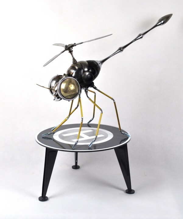 Sculpture titled "Helicopter( Dragonf…" by Artūras Tamašauskas, Original Artwork, Metals