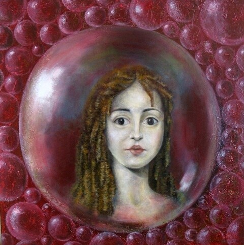 Painting titled "lost in a bubble" by Artūras Tamašauskas, Original Artwork, Oil