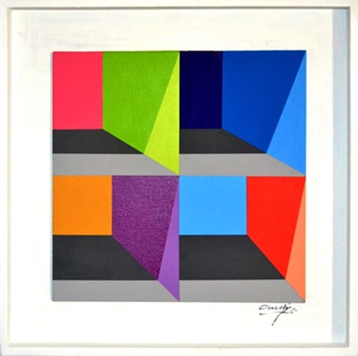 Painting titled "Entreplanos 002" by Arturo Carrión, Original Artwork, Acrylic Mounted on Wood Panel