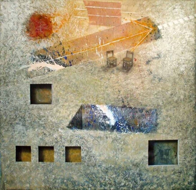 Malarstwo zatytułowany „waiting for the sum…” autorstwa Arturo Carrión, Oryginalna praca
