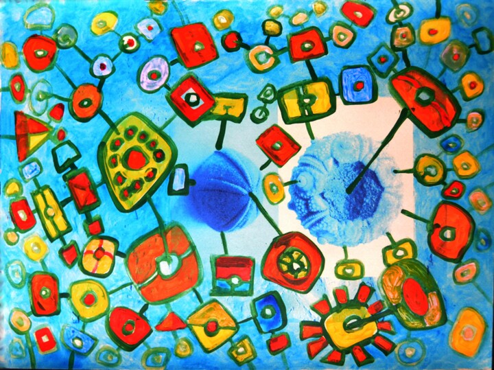 Peinture intitulée "ARUBA -floating cit…" par Arturo Carrión, Œuvre d'art originale, Huile
