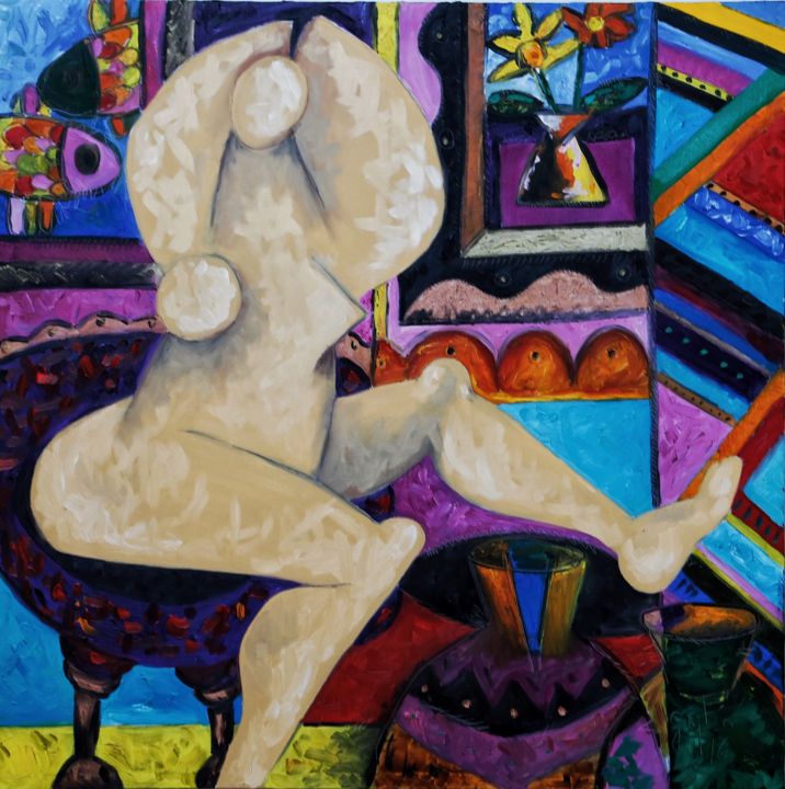 Pintura titulada "Señorita posando" por Arturo Gaytan, Obra de arte original, Oleo