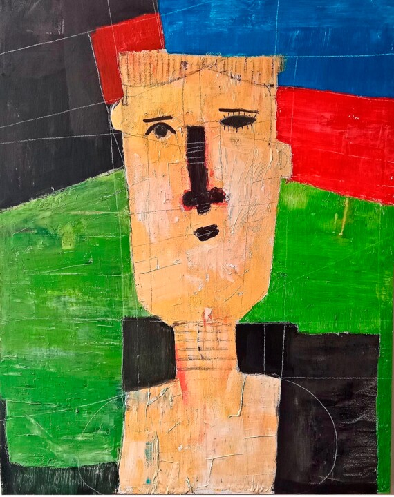 Painting titled "EL PIBE" by Arturo Morin, Original Artwork, Acrylic Mounted on Wood Stretcher frame
